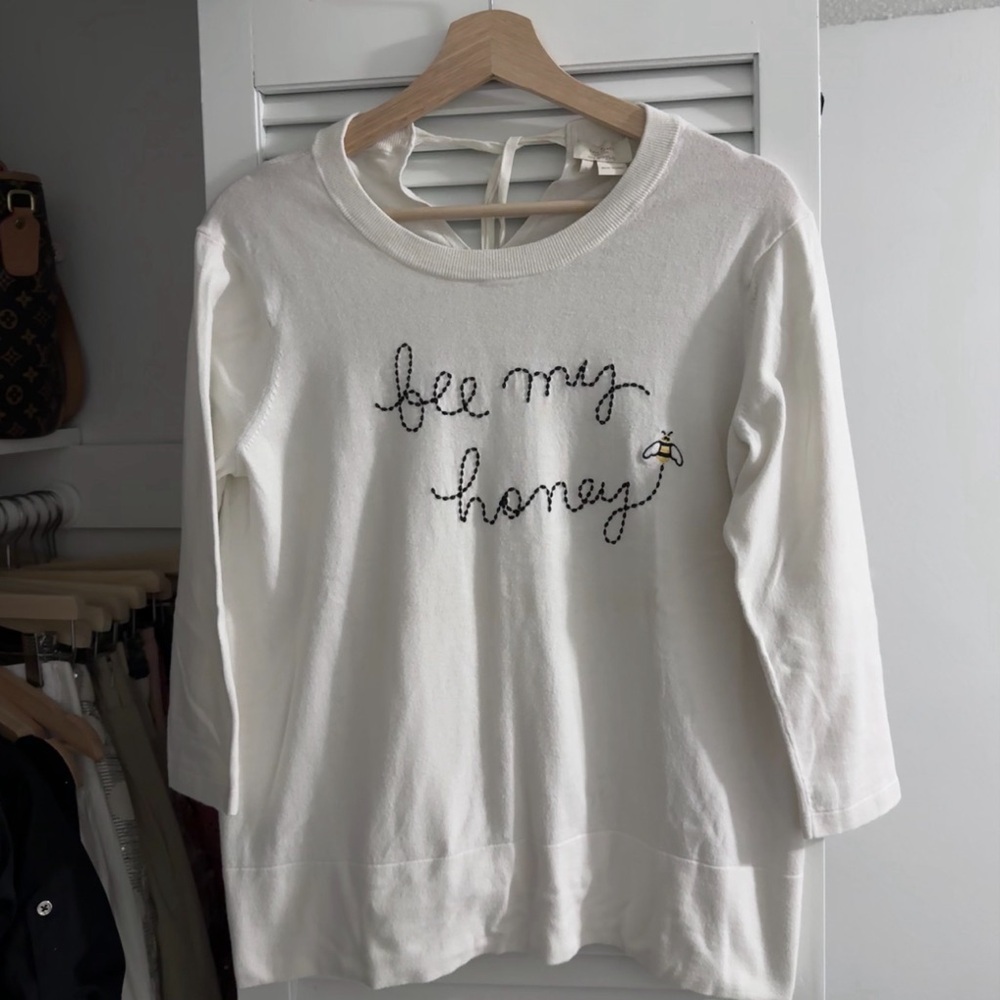Kate Spade “Bee My Honey” Embroidered Sweater – Size S